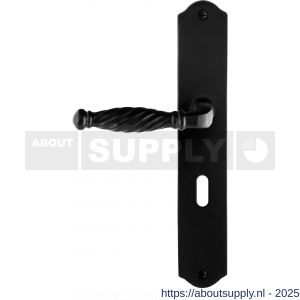 GPF Bouwbeslag Smeedijzer 6225.60L/R BB56 Tuli ideurkruk gatdeel op schild 238x41x4 mm links-rechtswijzend smeedijzer zwart - S21010398 - afbeelding 1