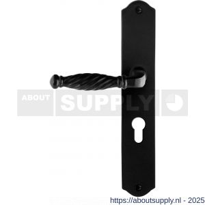 GPF Bouwbeslag Smeedijzer 6225.60L/R PC55 Tuli deurkruk gatdeel op schild 238x41x4 mm links-rechtswijzend smeedijzer zwart - S21010401 - afbeelding 1