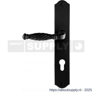 GPF Bouwbeslag Smeedijzer 6225.60L/R PC72 Tuli deurkruk gatdeel op schild 238x41x4 mm links-rechtswijzend smeedijzer zwart - S21010402 - afbeelding 1