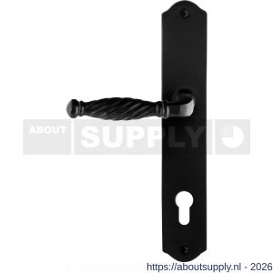 GPF Bouwbeslag Smeedijzer GPF6225.60L/R PC85 Tuli deurkruk gatdeel op schild 238x41x4 mm links-rechtswijzend smeedijzer zwart - S21010403 - afbeelding 1