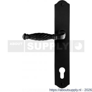 GPF Bouwbeslag Smeedijzer GPF6225.60L/R PC92 Tuli deurkruk gatdeel op schild 238x41x4 mm links-rechtswijzend smeedijzer zwart - S21010404 - afbeelding 1