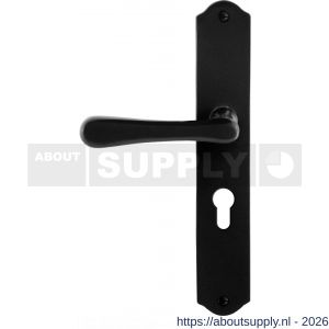 GPF Bouwbeslag Smeedijzer GPF6240.60L/R PC55 Paju deurkruk gatdeel op schild 238x41x4 mm PC55 links-rechtswijzend smeedijzer zwart - S21010422 - afbeelding 1