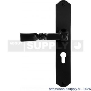 GPF Bouwbeslag Smeedijzer GPF6245.60L/R PC55 Nokka deurkruk gatdeel op schild 238x41x4 mm links-rechtswijzend smeedijzer zwart - S21010430 - afbeelding 1