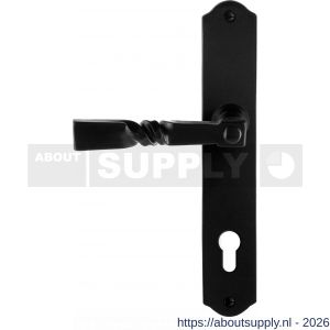 GPF Bouwbeslag Smeedijzer GPF6245 L/R PC85 Nokka deurkruk gatdeel op schild 238x41x4 mm links-rechtswijzend smeedijzer zwart - S21010426 - afbeelding 1