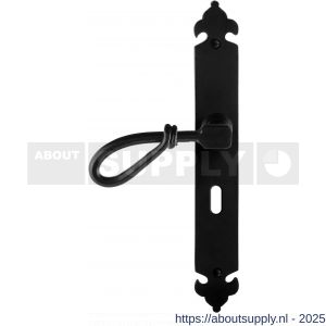 GPF Bouwbeslag Smeedijzer 6255.60L BB56 Sula deurkruk gatdeel op langschild 291x41x4 mm linkswijzend smeedijzer zwart - S21009535 - afbeelding 1