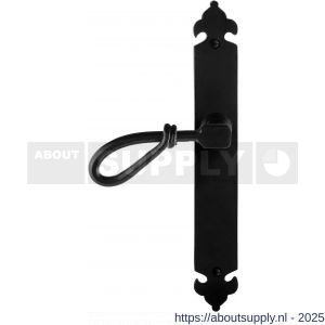 GPF Bouwbeslag Smeedijzer 6255.60L blind Sula deurkruk gatdeel op langschild 291x41x4 mm linkswijzend smeedijzer zwart - S21009539 - afbeelding 1