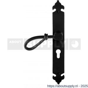 GPF Bouwbeslag Smeedijzer 6255.60L PC55 Sula deurkruk gatdeel op langschild 291x41x4 mm linkswijzend smeedijzer zwart - S21009541 - afbeelding 1
