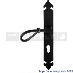 GPF Bouwbeslag Smeedijzer 6255.60L PC72 Sula deurkruk gatdeel op langschild 291x41x4 mm linkswijzend smeedijzer zwart - S21009543 - afbeelding 1