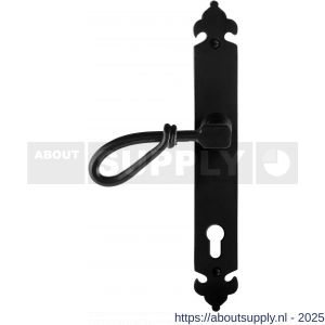 GPF Bouwbeslag Smeedijzer 6255.60L PC92 Sula deurkruk gatdeel op langschild 291x41x4 mm linkswijzend smeedijzer zwart - S21009547 - afbeelding 1