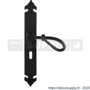 GPF Bouwbeslag Smeedijzer 6255.60R BB56 Sula deurkruk gatdeel op langschild 291x41x4 mm rechtswijzend smeedijzer zwart - S21009536 - afbeelding 1