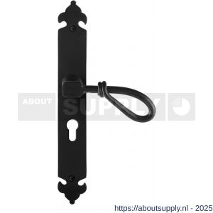 GPF Bouwbeslag Smeedijzer 6255.60R PC55 Sula deurkruk gatdeel op langschild 291x41x4 mm rechtswijzend smeedijzer zwart - S21009542 - afbeelding 1