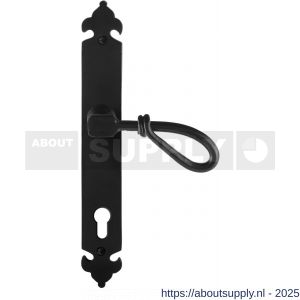 GPF Bouwbeslag Smeedijzer 6255.60R PC92 Sula deurkruk gatdeel op langschild 291x41x4 mm rechtswijzend smeedijzer zwart - S21009548 - afbeelding 1