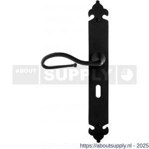 GPF Bouwbeslag Smeedijzer 6260.60L BB72 Lumi deurkruk gatdeel op langschild 291x41x4 mm linkswijzend smeedijzer zwart - S21009562 - afbeelding 1