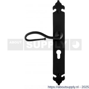 GPF Bouwbeslag Smeedijzer 6260.60L PC55 Lumi deurkruk gatdeel op langschild 291x41x4 mm linkswijzend smeedijzer zwart - S21009566 - afbeelding 1