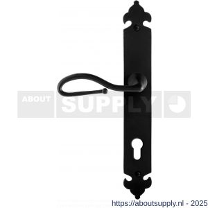 GPF Bouwbeslag Smeedijzer 6260.60L PC85 Lumi deurkruk gatdeel op langschild 291x41x4 mm linkswijzend smeedijzer zwart - S21009570 - afbeelding 1