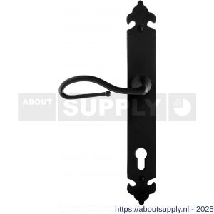 GPF Bouwbeslag Smeedijzer 6260.60L PC92 Lumi deurkruk gatdeel op langschild 291x41x4 mm linkswijzend smeedijzer zwart - S21009572 - afbeelding 1