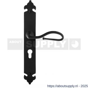 GPF Bouwbeslag Smeedijzer 6260.60R PC55 Lumi deurkruk gatdeel op langschild 291x41x4 mm rechtswijzend smeedijzer zwart - S21009567 - afbeelding 1