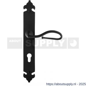 GPF Bouwbeslag Smeedijzer 6260.60R PC72 Lumi deurkruk gatdeel op langschild 291x41x4 mm rechtswijzend smeedijzer zwart - S21009569 - afbeelding 1