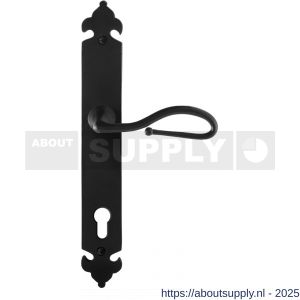 GPF Bouwbeslag Smeedijzer 6260.60R PC92 Lumi deurkruk gatdeel op langschild 291x41x4 mm rechtswijzend smeedijzer zwart - S21009573 - afbeelding 1