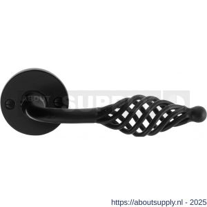 GPF Bouwbeslag Smeedijzer GPF6265.60-00 Tane deurkruk op rond rozet 53x5 mm smeedijzer zwart - S21009019 - afbeelding 1