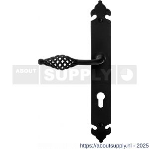 GPF Bouwbeslag Smeedijzer 6265.60L/R PC72 Tane deurkruk gatdeel op langschild 291x41x4 mm PC72 links-rechtswijzend smeedijzer zwart - S21010437 - afbeelding 1