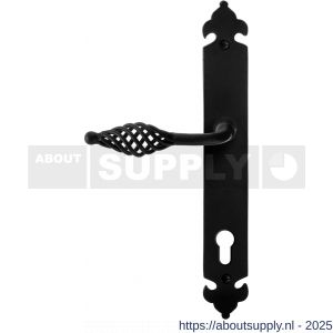 GPF Bouwbeslag Smeedijzer 6265.60L/R PC92 Tane deurkruk gatdeel op langschild 291x41x4 mm PC92 links-rechtswijzend smeedijzer zwart - S21010439 - afbeelding 1