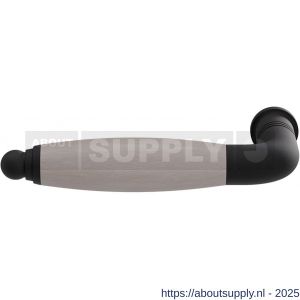 GPF Bouwbeslag ZwartWit 8260L/R Ika deurkruk gatdeel links-rechtswijzend gebogen met ronde eindknop zwart-eiken whitewash - S21002765 - afbeelding 1