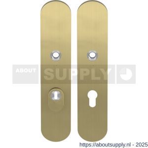 GPF Bouwbeslag PVD 9308.92P4 veiligheids schilden SKG*** 248x52 mm massief afgerond met kerntrekbeveiliging PC92 PVD mat messing - S21006523 - afbeelding 1