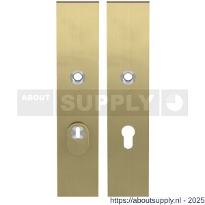 GPF Bouwbeslag PVD 9318.55P4 veiligheids schilden SKG*** 248x52 mm massief rechthoekig met kerntrekbeveiliging PC55 PVD mat messing - S21006525 - afbeelding 1