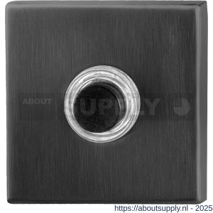 GPF Bouwbeslag PVD 9826.02P1 beldrukker vierkant 50x50x8 mm met zwarte button PVD antraciet - S21005981 - afbeelding 1