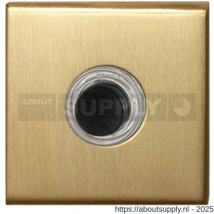 GPF Bouwbeslag PVD 9826.02P4 beldrukker vierkant 50x50x8 mm met zwarte button PVD mat messing - S21005983 - afbeelding 1