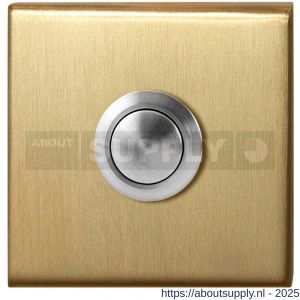 GPF Bouwbeslag PVD 9827.02P4 beldrukker vierkant 50x50x8 mm met RVS button PVD mat messing - S21008963 - afbeelding 1