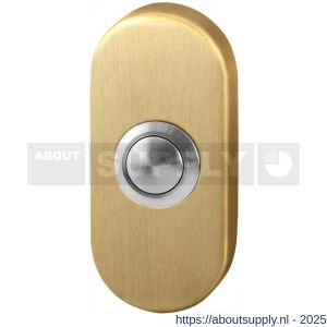 GPF Bouwbeslag PVD 9827.04P4 beldrukker ovaal 70x32x10 mm met RVS button PVD mat messing - S21008964 - afbeelding 1