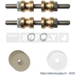 GPF Bouwbeslag Anastasius 9969.A4DB glasdeur set met vlakke rozet 22x2 mm met 22x2 mm transparante onder rozet voor grepen met dubbelzijdige bevestiging Champagne blend - S21017509 - afbeelding 1