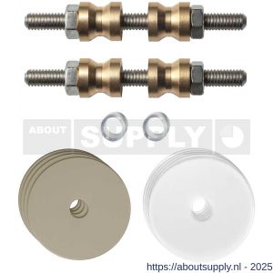 GPF Bouwbeslag Anastasius 9969.A4DB glasdeur set met vlakke rozet 35x2 mm met 35x2 mm transparante onder rozet voor grepen met dubbelzijdige bevestiging Champagne blend - S21017511 - afbeelding 1