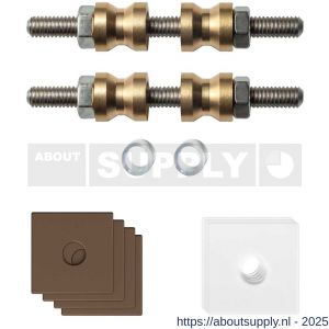 GPF Bouwbeslag Anastasius GPF9970.A2DB glasdeur set met vlak rozet 24x24x2 mm en 24x24x2mm transparant onder rozet voor grepen met dubbelzijdige bevestiging Bronze blend GPF9970A2DB24 - S21020507 - afbeelding 1