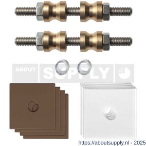 GPF Bouwbeslag Anastasius GPF9970.A2DB glasdeur set met vlak rozet 32x32x2 mm en 32x32x2mm transparant onder rozet voor grepen met dubbelzijdige bevestiging Bronze blend GPF9970A2DB32 - S21020508 - afbeelding 1