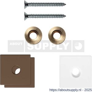 GPF Bouwbeslag Anastasius GPF9970.A2EB enkele greep bevestigingsset met vlak rozet 24x24x2 mm en 24x24x2mm transparant onder rozet Bronze blend GPF9970A2EB24 - S21020509 - afbeelding 1