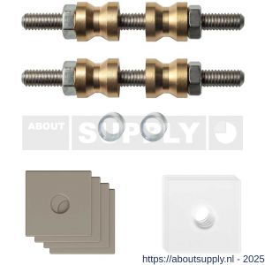 GPF Bouwbeslag Anastasius GPF9970.A3DB glasdeur set met vlak rozet 24x24x2 mm en 24x24x2mm transparant onder rozet voor grepen met dubbelzijdige bevestiging Mocca blend GPF9970A3DB24 - S21020511 - afbeelding 1