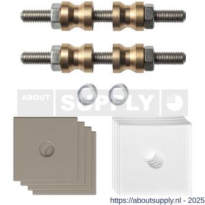 GPF Bouwbeslag Anastasius GPF9970.A3DB glasdeur set met vlak rozet 32x32x2 mm en 32x32x2mm transparant onder rozet voor grepen met dubbelzijdige bevestiging Mocca blend GPF9970A3DB32 - S21020512 - afbeelding 1