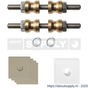 GPF Bouwbeslag Anastasius GPF9970.A4DB glasdeur set met vlak rozet 24x24x2 mm en 24x24x2mm transparant onder rozet voor grepen met dubbelzijdige bevestiging Champagne blend GPF9970A4DB24 - S21020515 - afbeelding 1