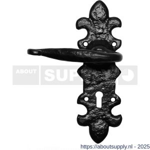 Kirkpatrick KP1214L PC55 deurkruk gatdeel linkswijzend op schild 203x66 mm PC55 smeedijzer zwart - S21002955 - afbeelding 1
