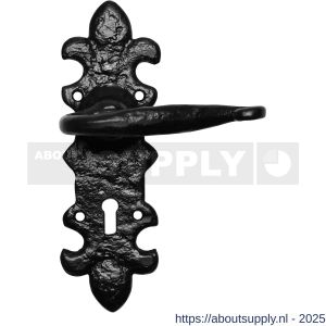 Kirkpatrick KP1214R PC55 deurkruk gatdeel rechtswijzend op schild 203x66 mm PC55 smeedijzer zwart - S21002958 - afbeelding 1