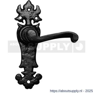Kirkpatrick KP2435R PC55 deurkruk gatdeel rechtswijzend op schild 184x57 mm PC55 smeedijzer zwart - S21002964 - afbeelding 1