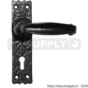 Kirkpatrick KP2439R BB56 deurkruk gatdeel op schild 152x38 mm BB56 rechtswijzend smeedijzer zwart - S21002976 - afbeelding 1