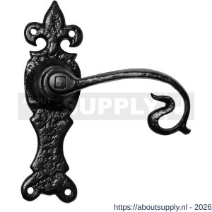 Kirkpatrick KP2444R BB56 deurkruk gatdeel op schild 158x50 mm BB56 rechtswijzend smeedijzer zwart - S21002993 - afbeelding 1
