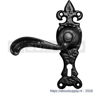Kirkpatrick KP2449L PC55 deurkruk gatdeel op schild 158x50 mm PC55 linkswijzend smeedijzer zwart - S21002990 - afbeelding 1