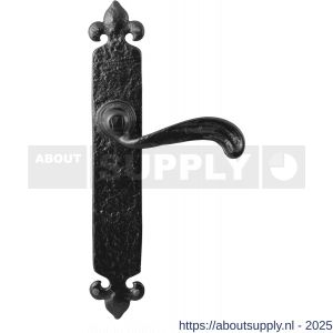 Kirkpatrick KP2462R deurkruk gatdeel rechtswijzend op schild 288x45 mm blind smeedijzer zwart - S21003015 - afbeelding 1