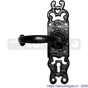 Kirkpatrick KP2495L BB56 deurkruk gatdeel linkswijzend op schild 184x50 mm BB56 smeedijzer zwart - S21003030 - afbeelding 1