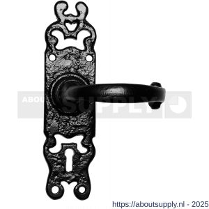 Kirkpatrick KP2495R deurkruk gatdeel rechtswijzend op schild 184x50 mm blind smeedijzer zwart - S21003031 - afbeelding 1